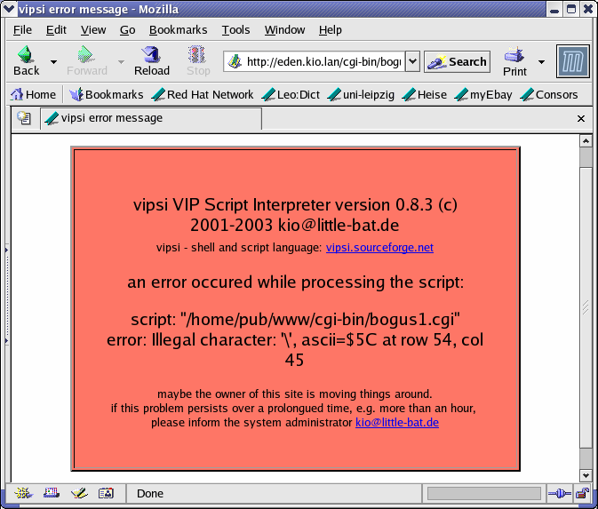 screenshot shows a cgi error message in mozilla